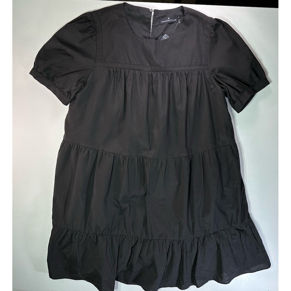 Pomander Place Tuckernuck Womens Quinn Dress Tier Mini Swing Black XL NWOT